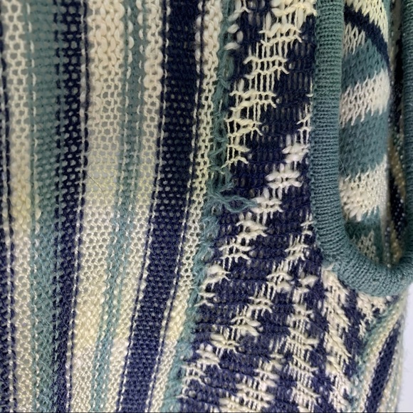 2/$10🔥 Pink Rose Blue Knit Boho Fringe Trim Sleeveless Open Cardigan - Picture 4 of 5